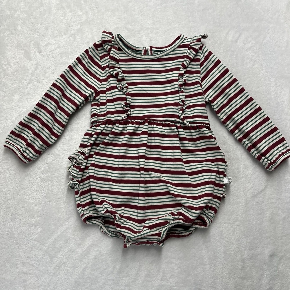 RuffleButts‎ Ruffle Bubble Romper Toddler Girls 2T Striped Holiday Christmas
